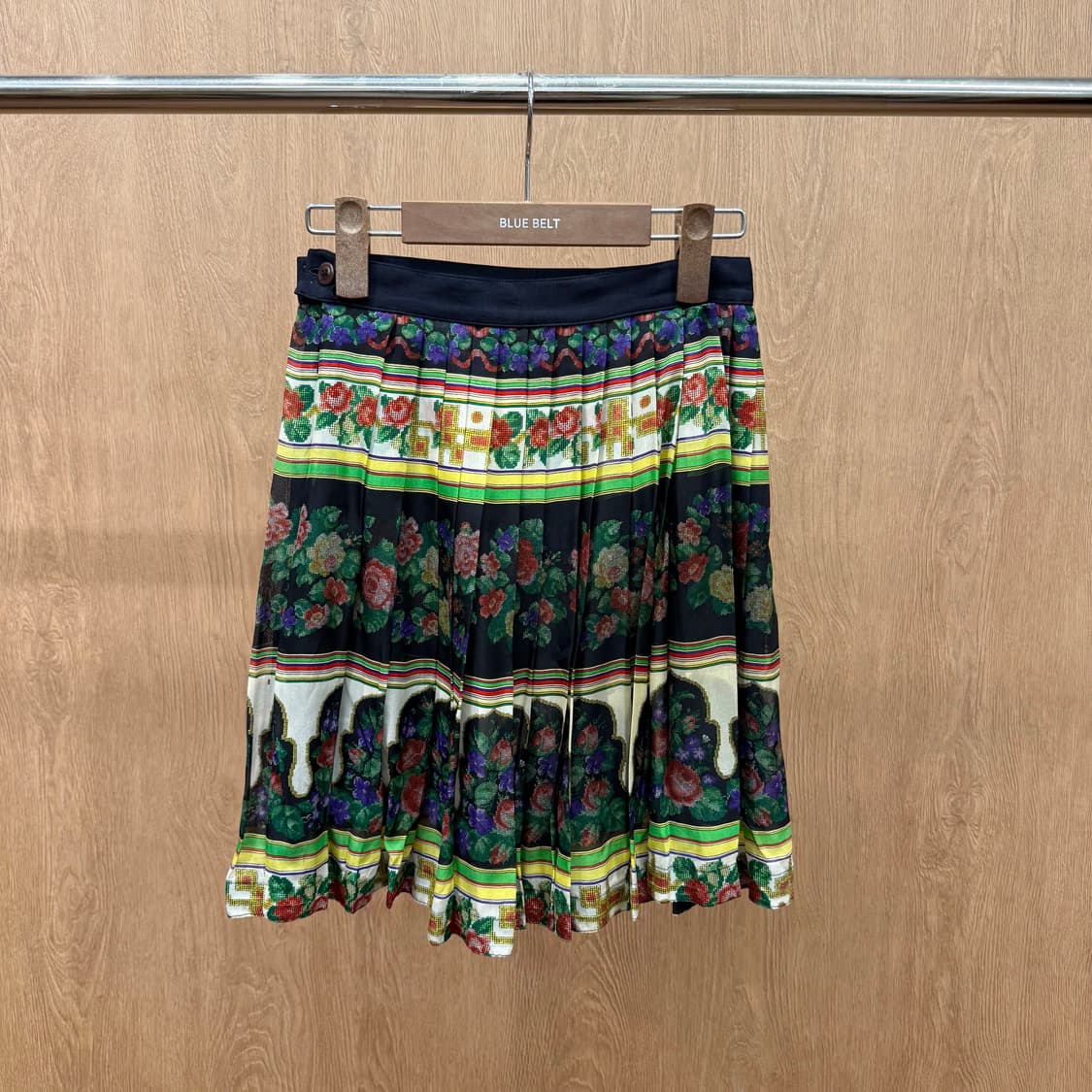 베르사체 쿠튀르 플리츠 미니 스커트 플로럴 바로크 믹스 패턴 상품이미지3