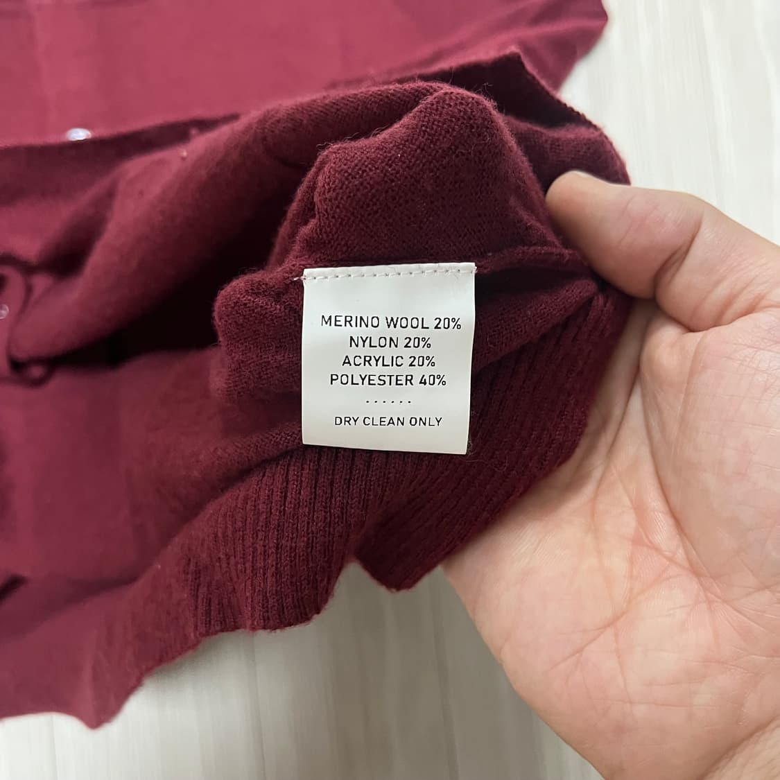 어나더오피스 가디건 버건디 컬러 105 사이즈  상품이미지2