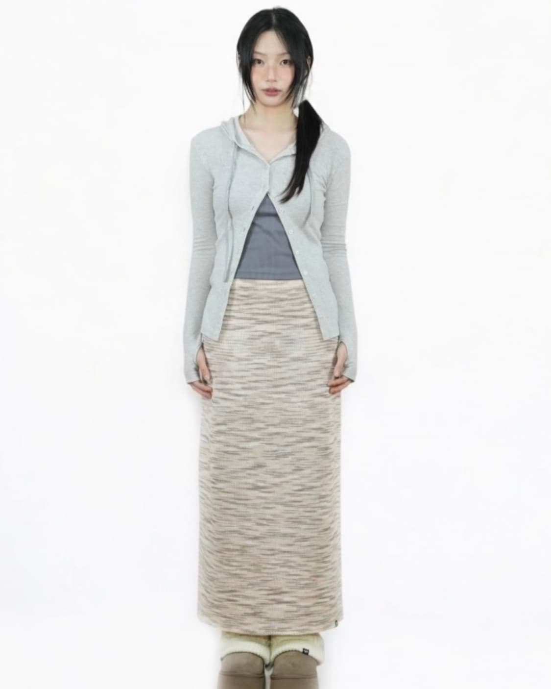 어스지구 SLIM KNIT LONG SKIRT_MIX 상품이미지1