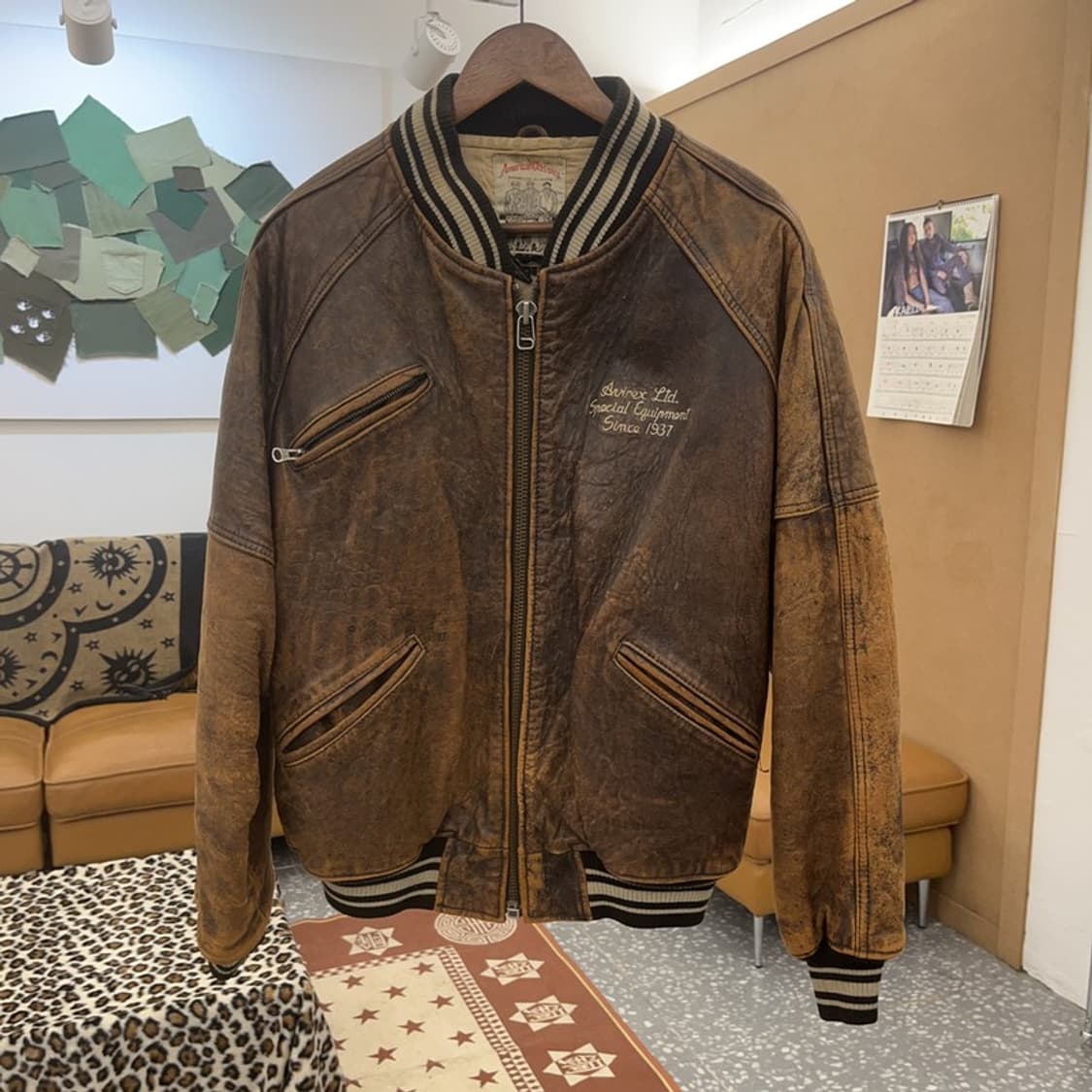 아비렉스 아이콘 올드스쿨 웨스턴 빈티지 가죽자켓 M C09091 상품이미지3