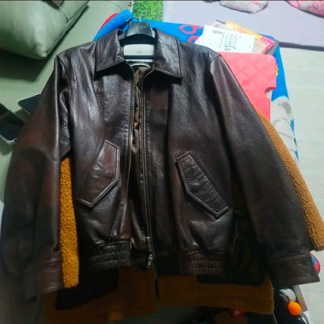 던스트 버니시드 램스킨 리얼 레더 블루종 M 상품이미지3