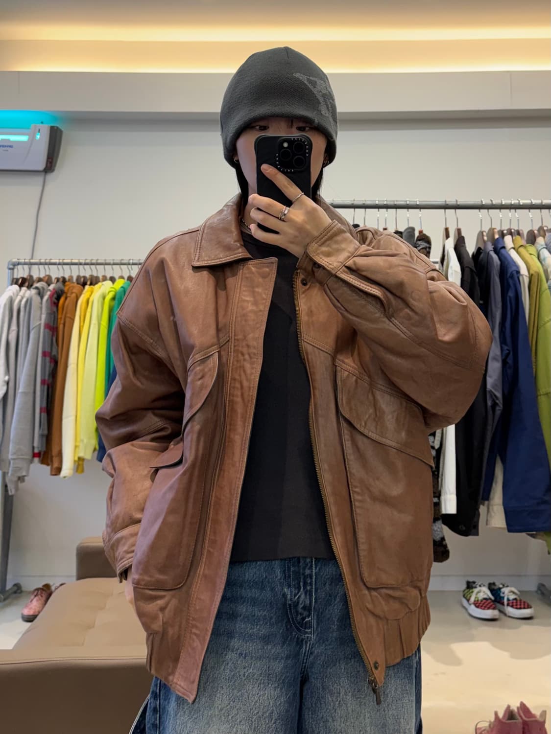 발리 레더 봄버 자켓 상품이미지7