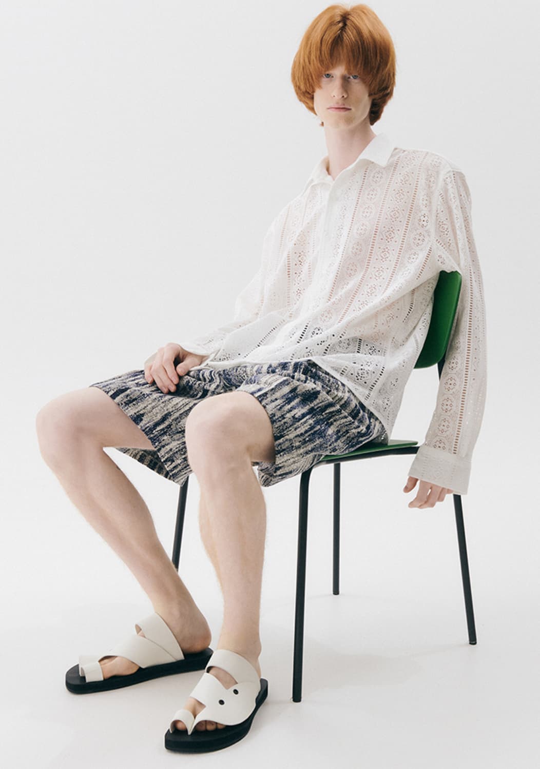 트립르센스 패턴 크로셰 셔츠 화이트 라지 상품이미지4