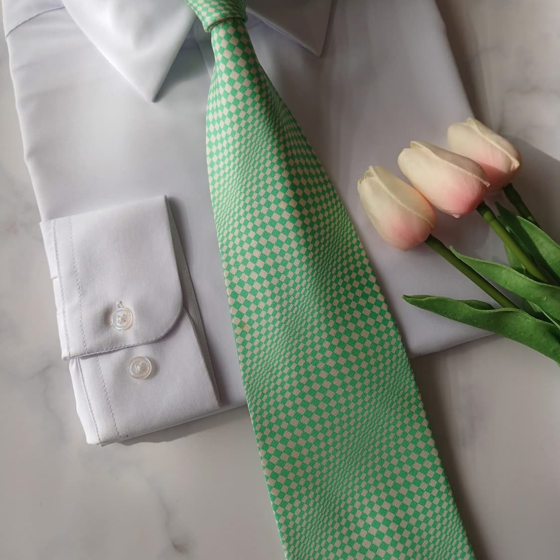 지아니 베르사체 실크 민트 체크 넥타이 10.2cm B등급 A18802
 상품이미지6