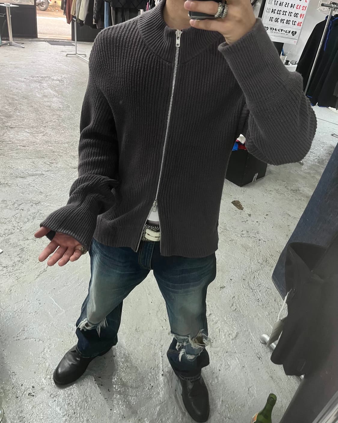 vtg knit zip up (2way zip) 상품이미지2