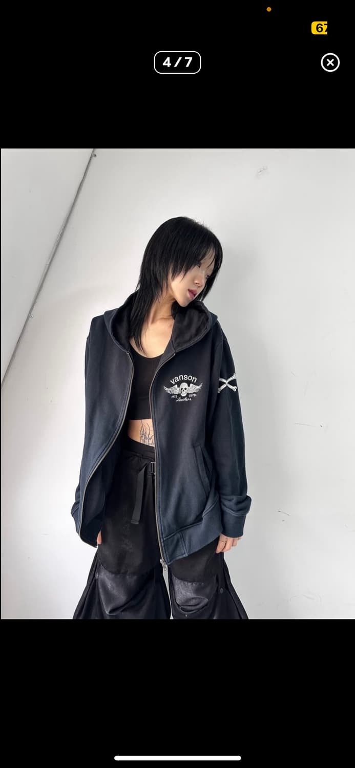 밴슨 스컬 아트워크 로고 프린팅 후드집업 상품이미지4