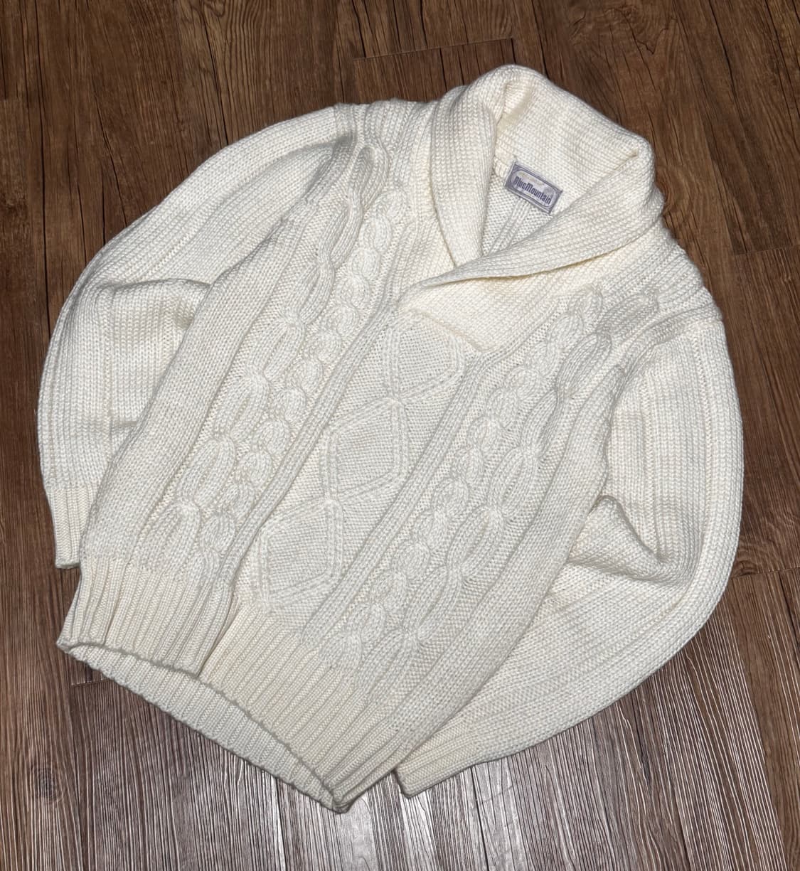 BlueMountain 케이블 아이보리 숄카라 니트 스웨터 상품이미지1