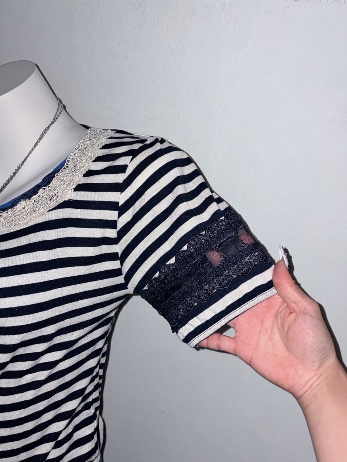 딥블루 니혼진 엑시즈팜 코디세트 6pcs 💙🤍🪽 스트라이프 머플러  상품이미지8