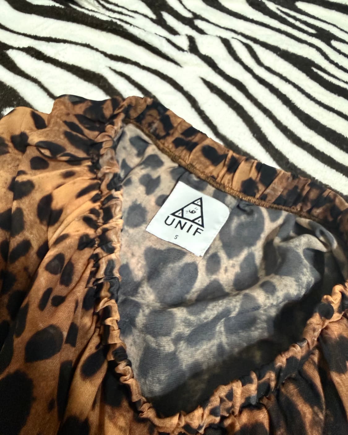 unif gal leopard unbalanced skirt 상품이미지5