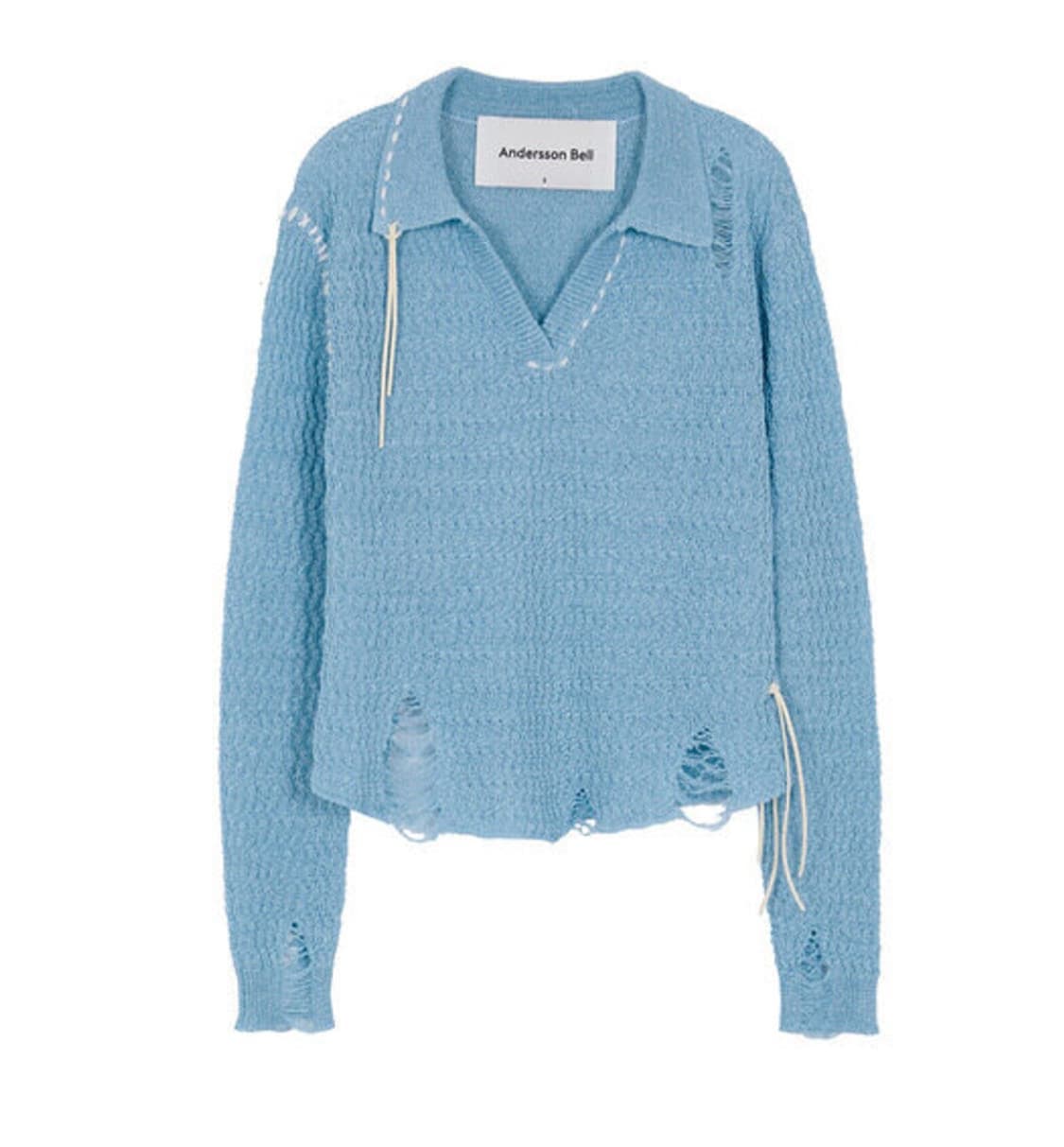 앤더슨벨 데미지 니트 블루 상품이미지4