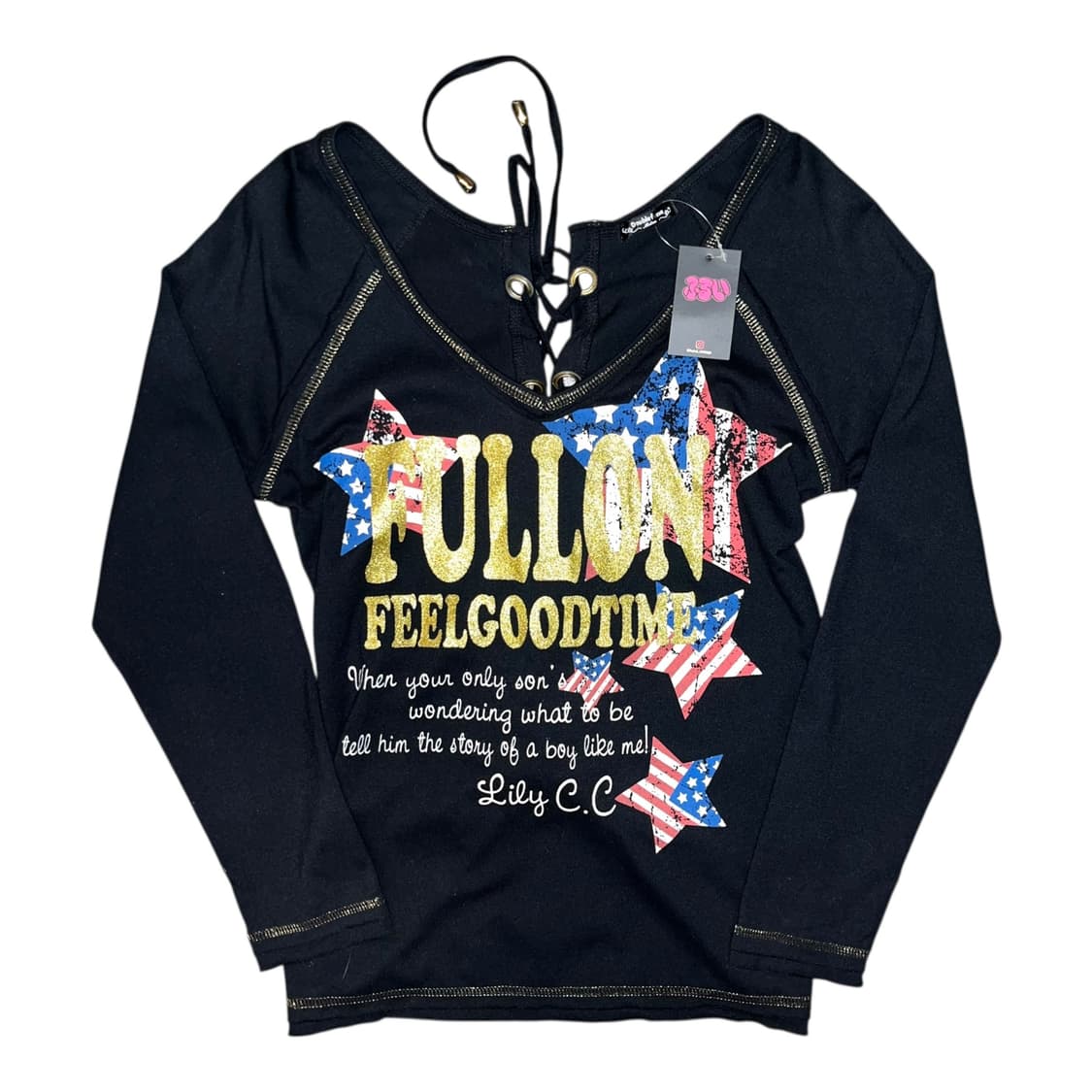 아일렛 글리터프린팅 긴팔티 y2k갸루펑크 상품이미지1