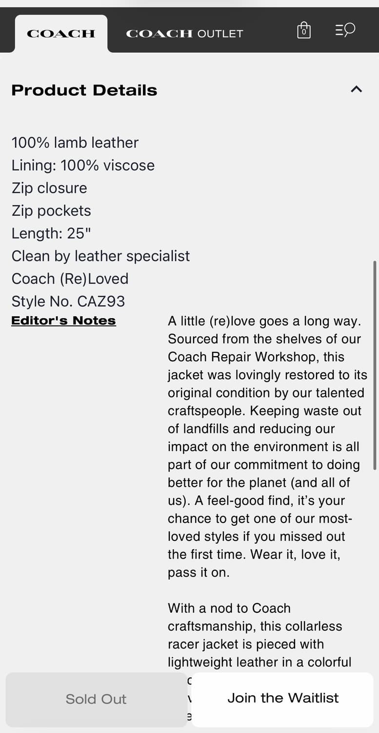 coach 코치 가죽 레더 자켓 상품이미지6