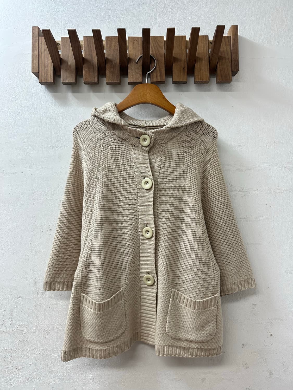 일본빈티지 울 니트 후드 버튼 가디건  상품이미지1