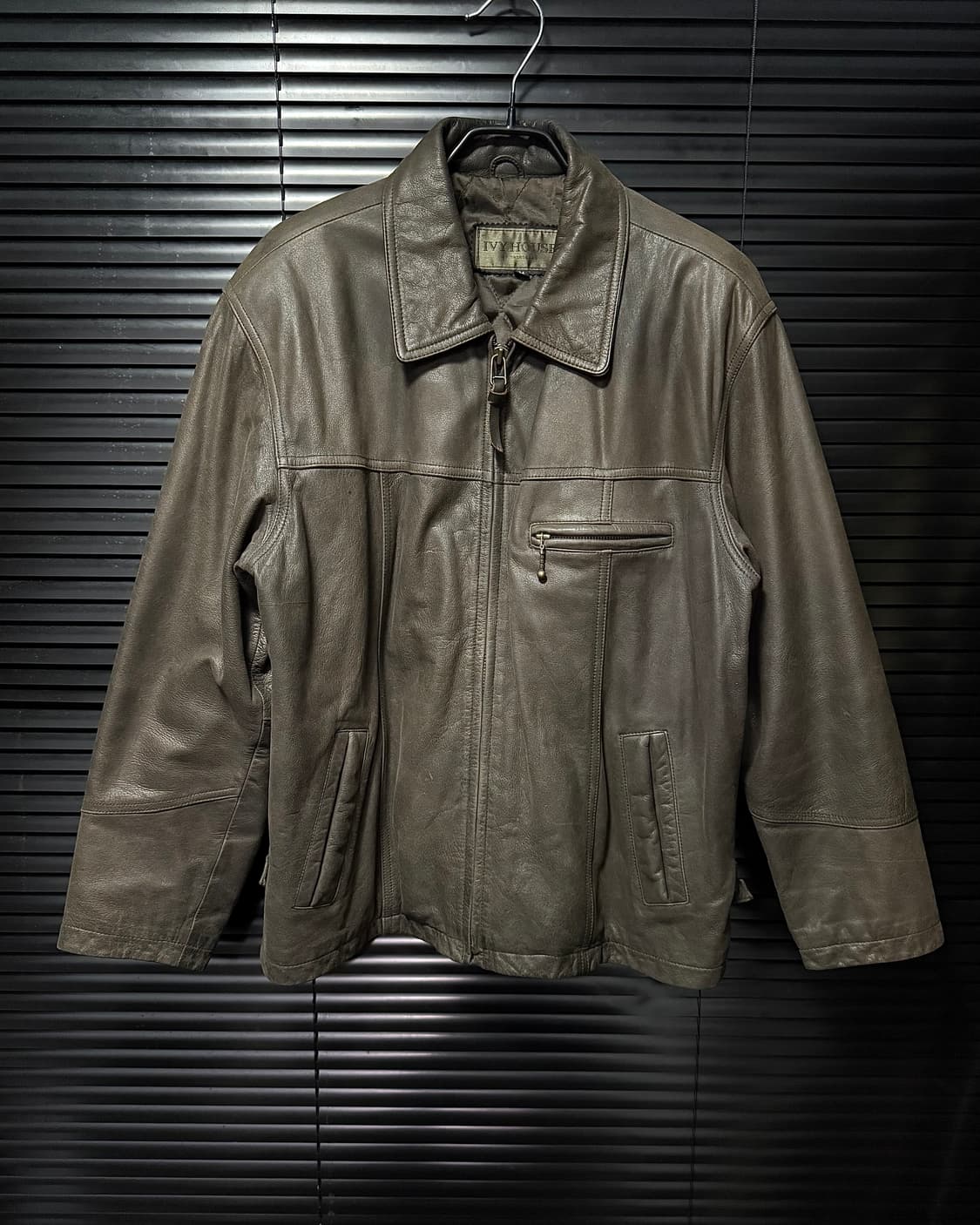 IVY HOUSE 소가죽 레더 바이커 라이더 브라운 집업 코치 자켓 봄버 상품이미지2