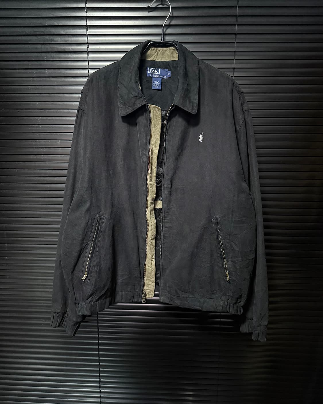 폴로 랄프로렌 블랙 스웨이드 블루종 봄버 점퍼 카라 자켓 XL 105 상품이미지5