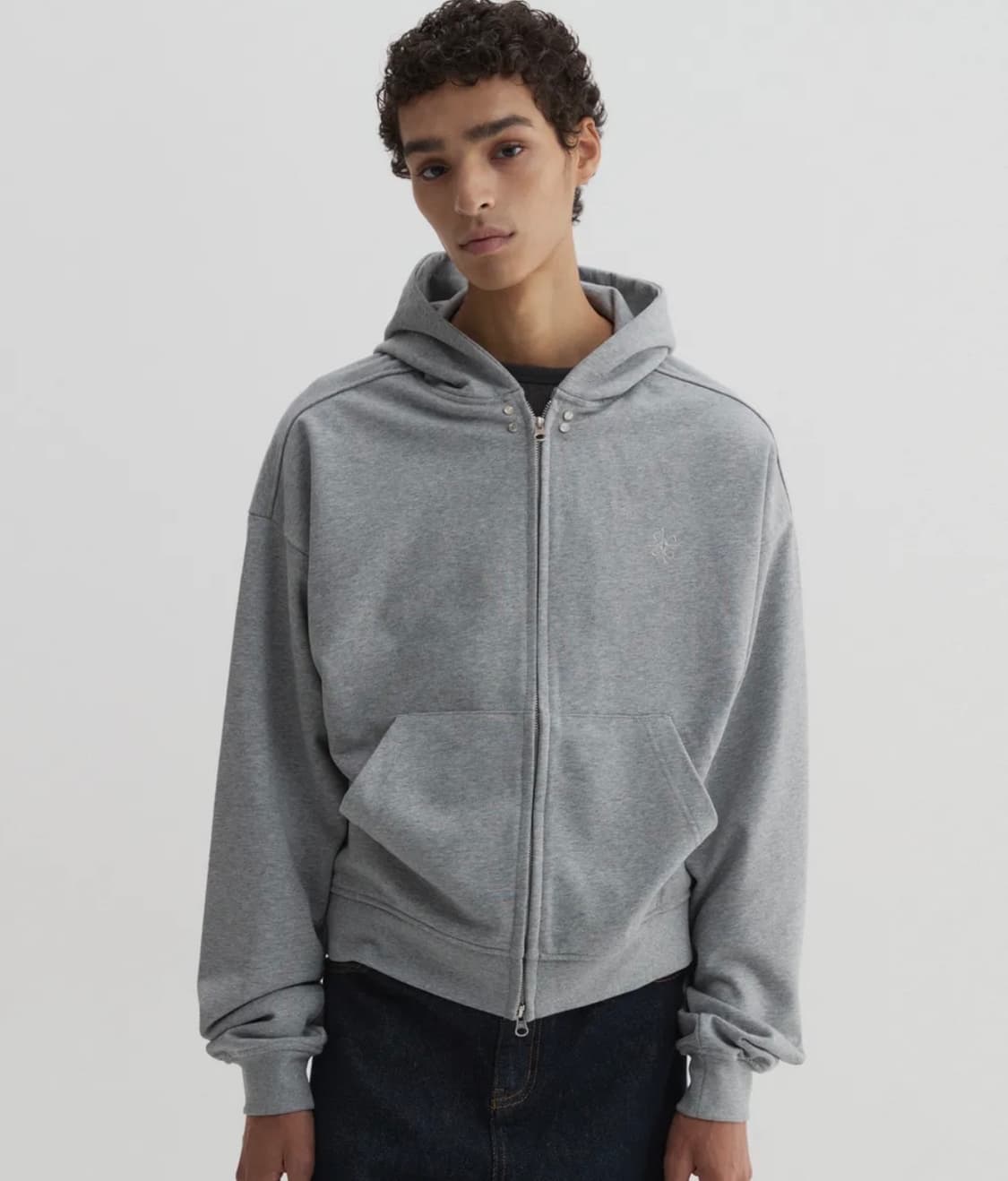 DNSR 크롭 후드집업 그레이 상품이미지1