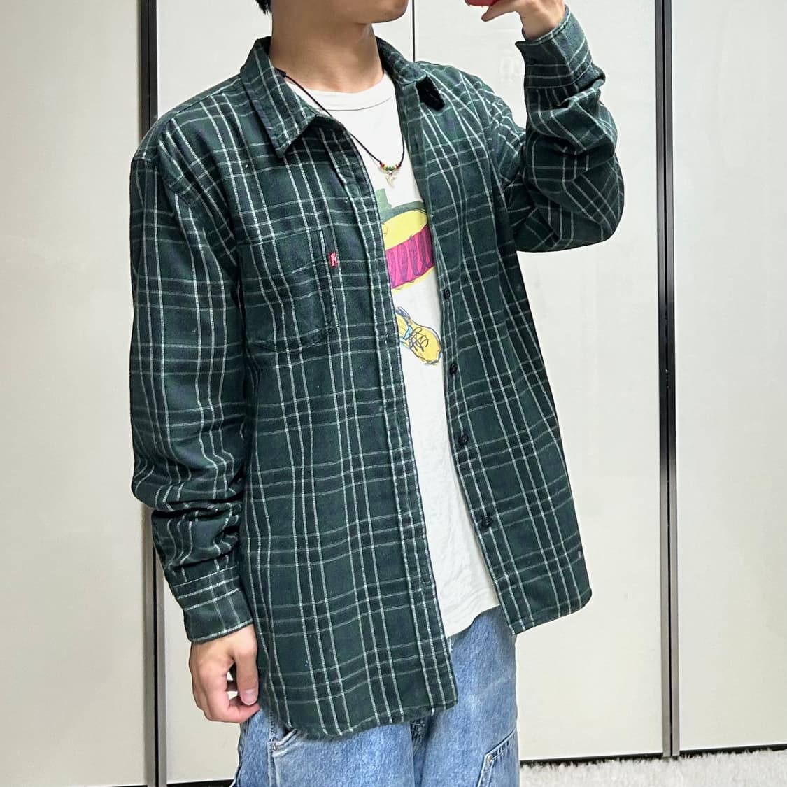 리바이스 체크 플란넬 셔츠 (M) 상품이미지3