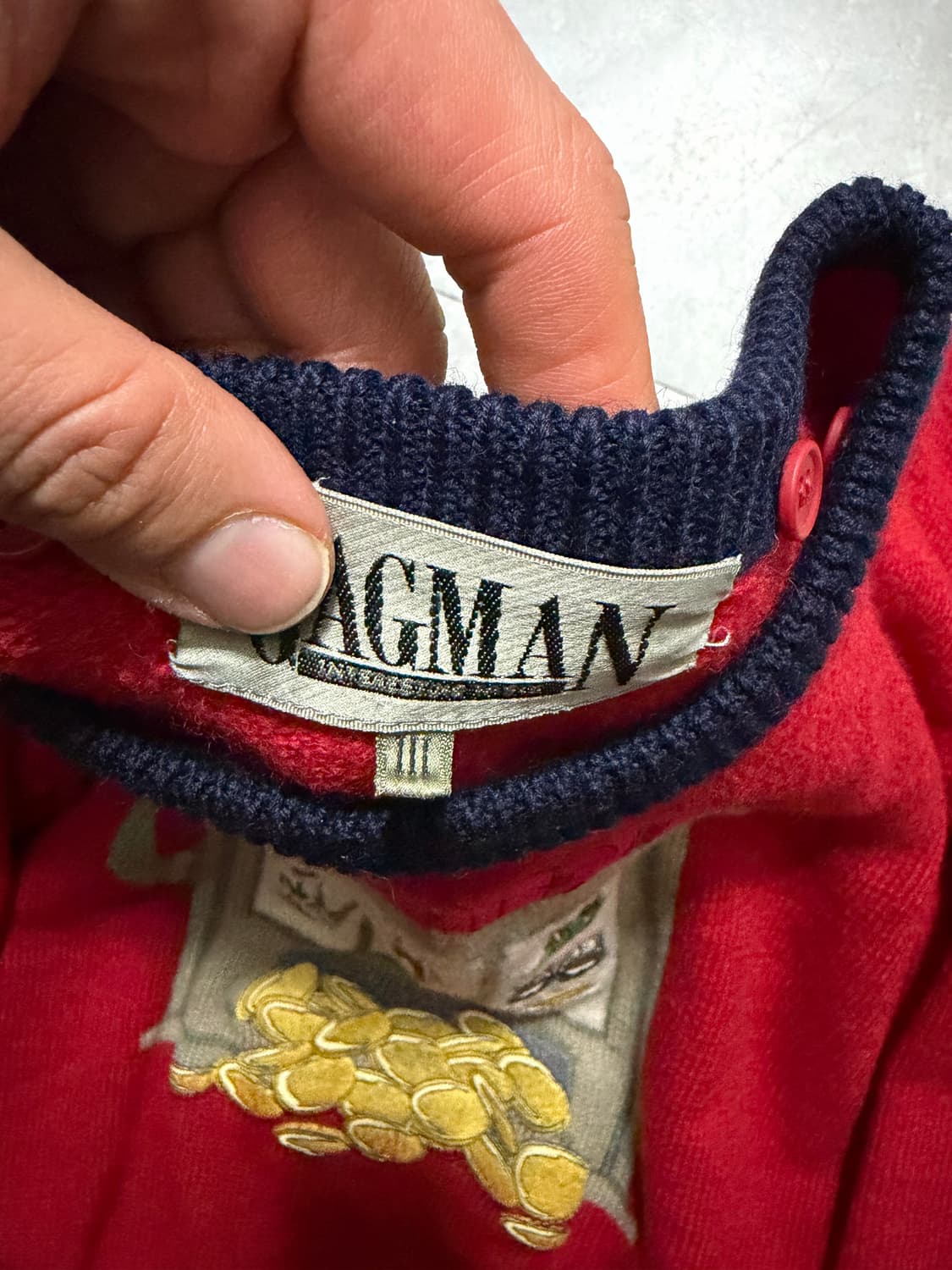 90s  제펜 빈티지 핸드매이드 자수  헤비 울 니트  55size   상품이미지5