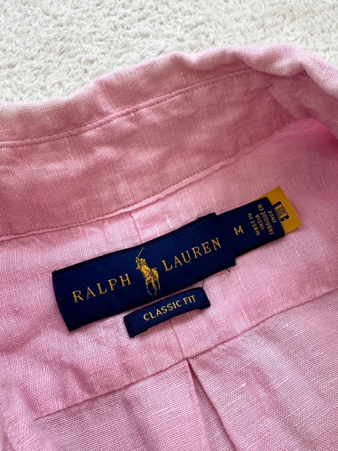 QR 폴로 연핑크 린넨 셔츠 상품이미지5