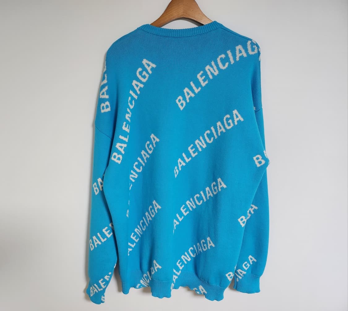 [L] 발렌시아가 블루 멀티로고 울 오버핏 니트 625329 T3178 상품이미지5