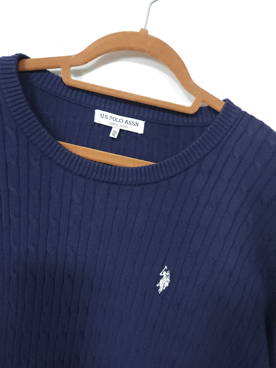 U.S. POLO ASSN. 네이비 꽈배기 니트 3XL 115 새제품 상품이미지3