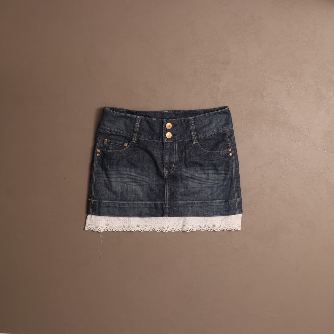 일본빈티지 글리터 코팅 데님 레이스 미니스커트 A479 상품이미지1