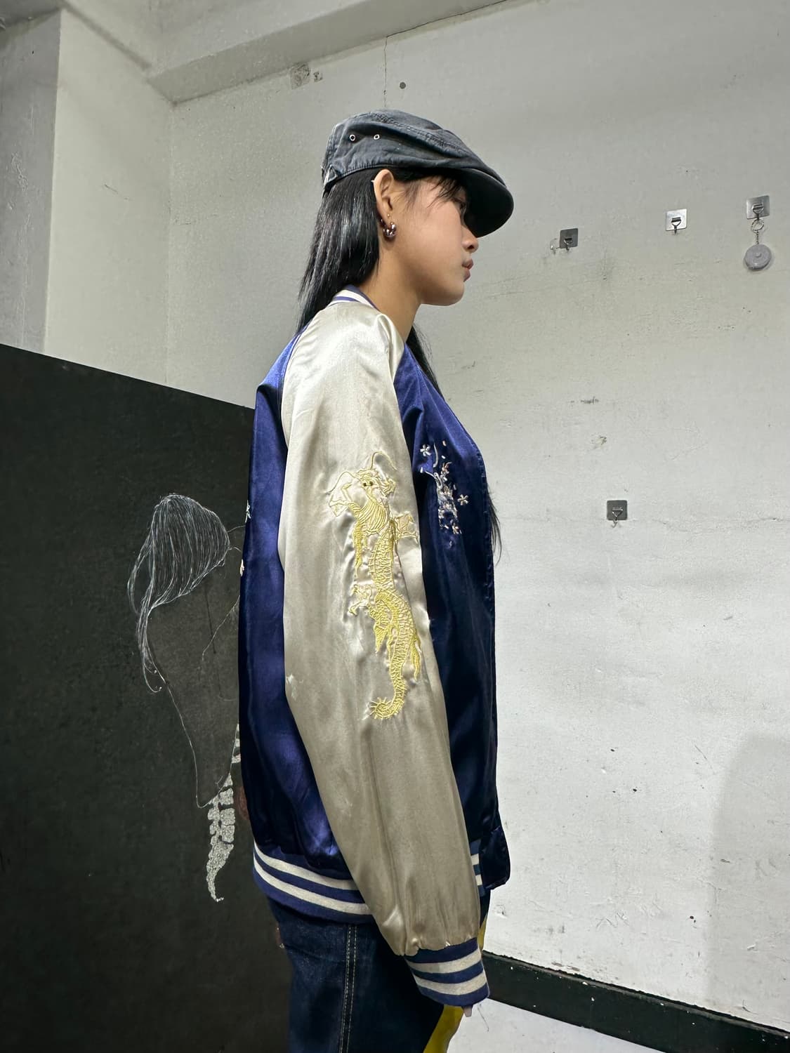 Jpn 일본빈티지 재패니즈 오리엔탈 old 보라 용 스카잔 자켓 상품이미지5