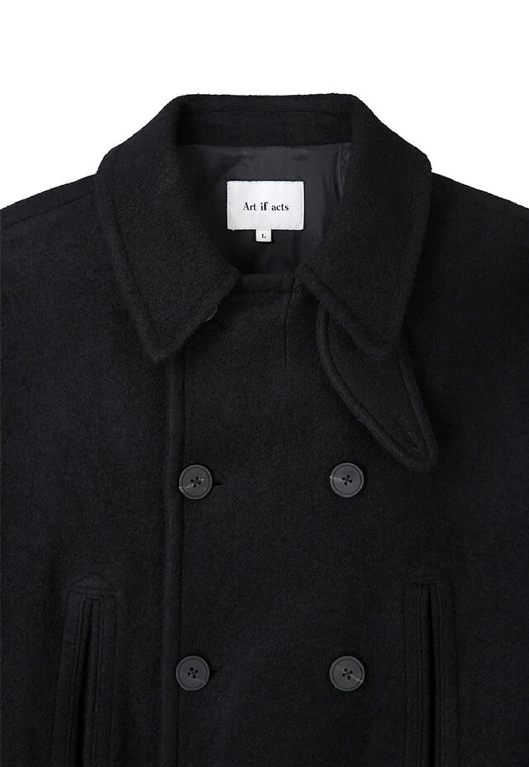 Washed Wool Pea Coat_Black 상품이미지9