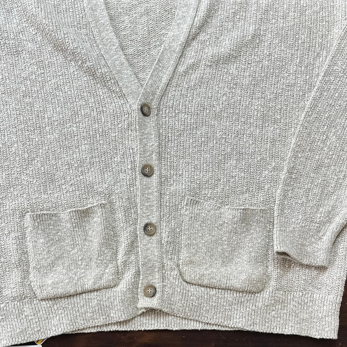 80s USA 엘엘빈 코튼 블렌드 니트 가디건 XL 상품이미지4