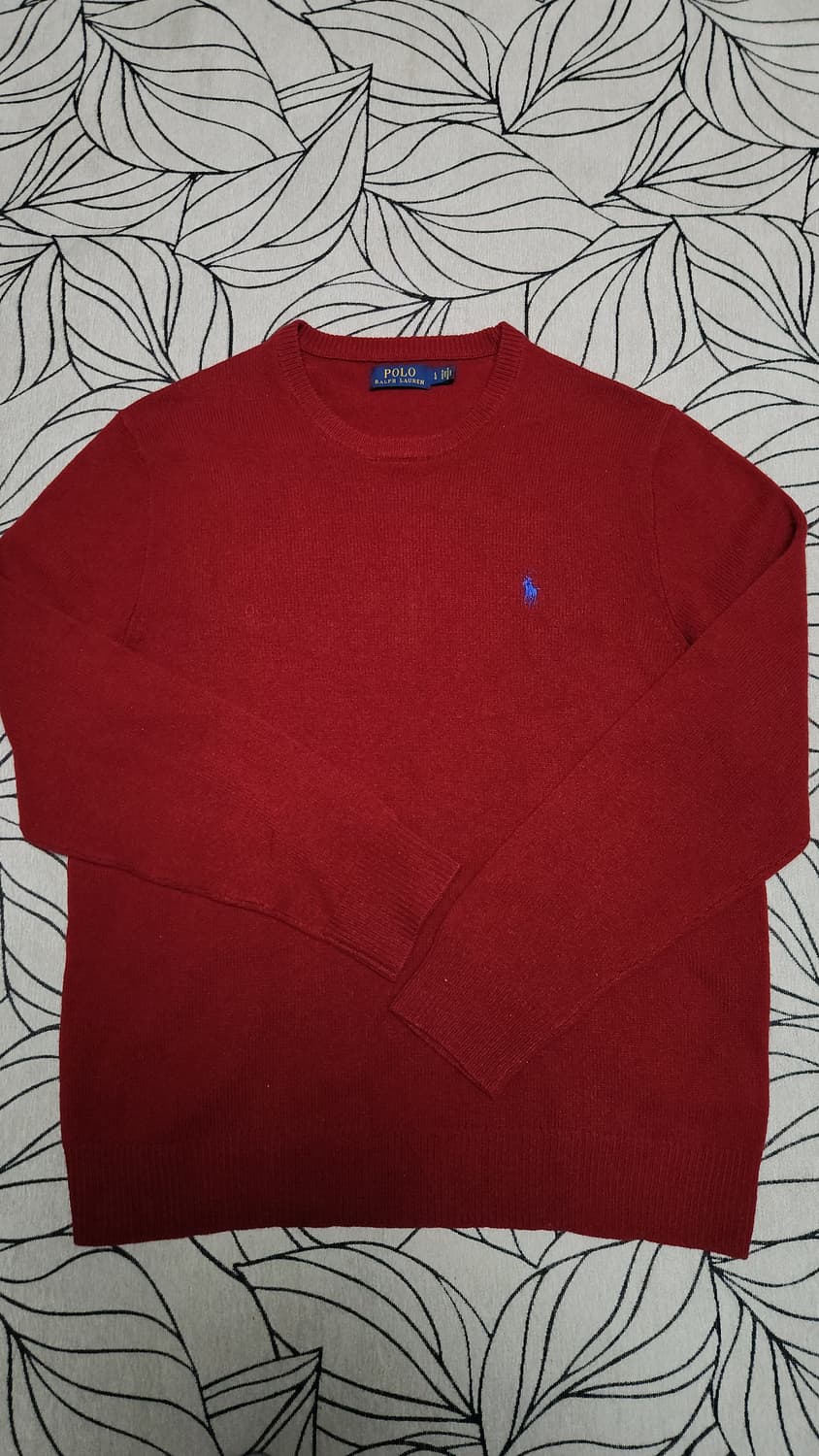 폴로 랄프로렌 신형 메리노울100 레드 컬러 라운드넥 니트 상품이미지1