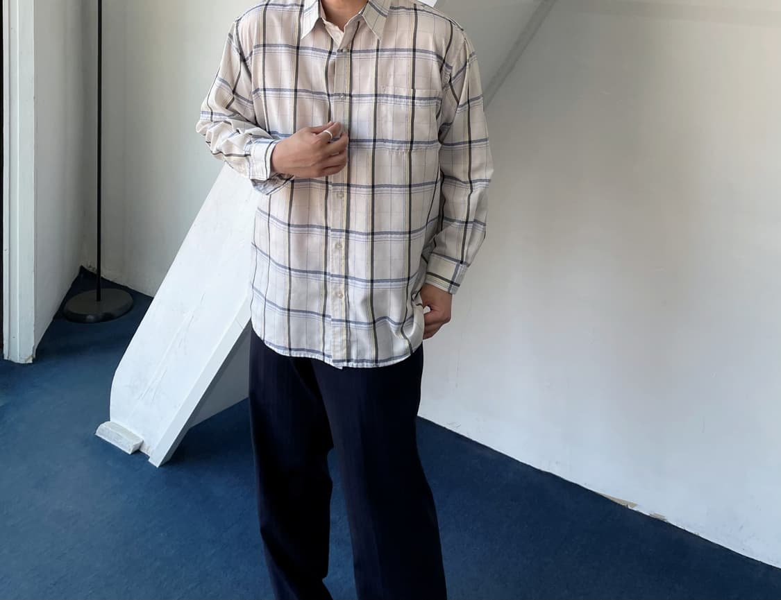 Squre check light poly L/S shi 상품이미지3