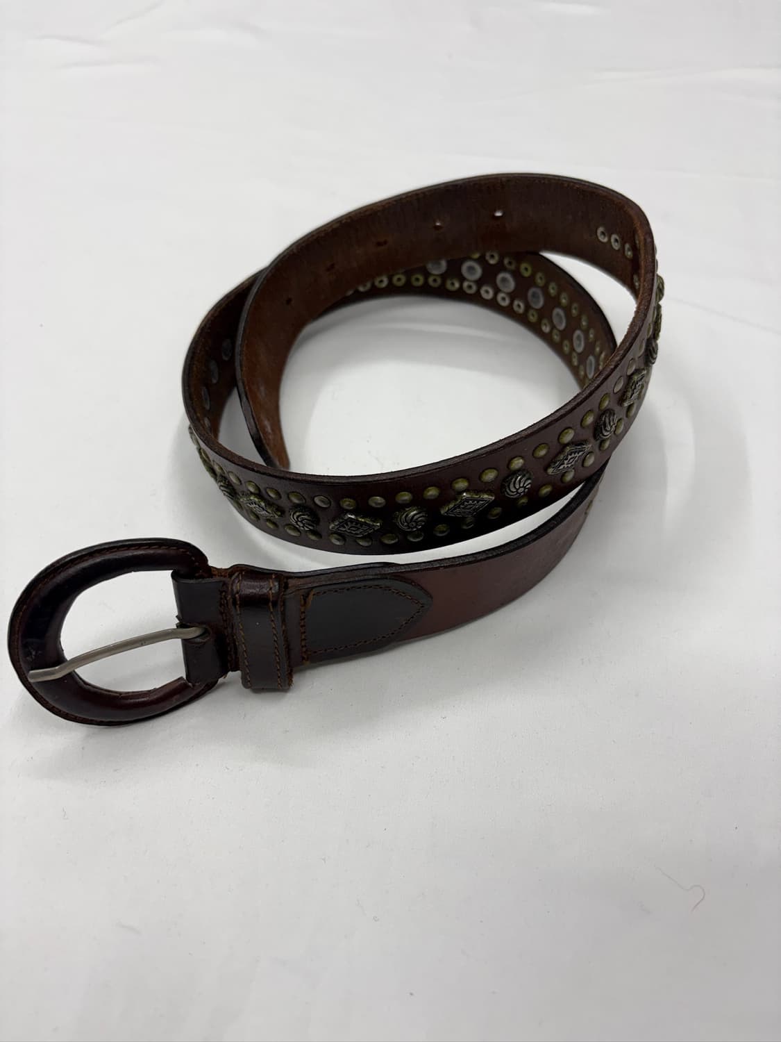 빈티지 웨스턴 스터드 디테일 빈티지 레더 벨트 상품이미지1