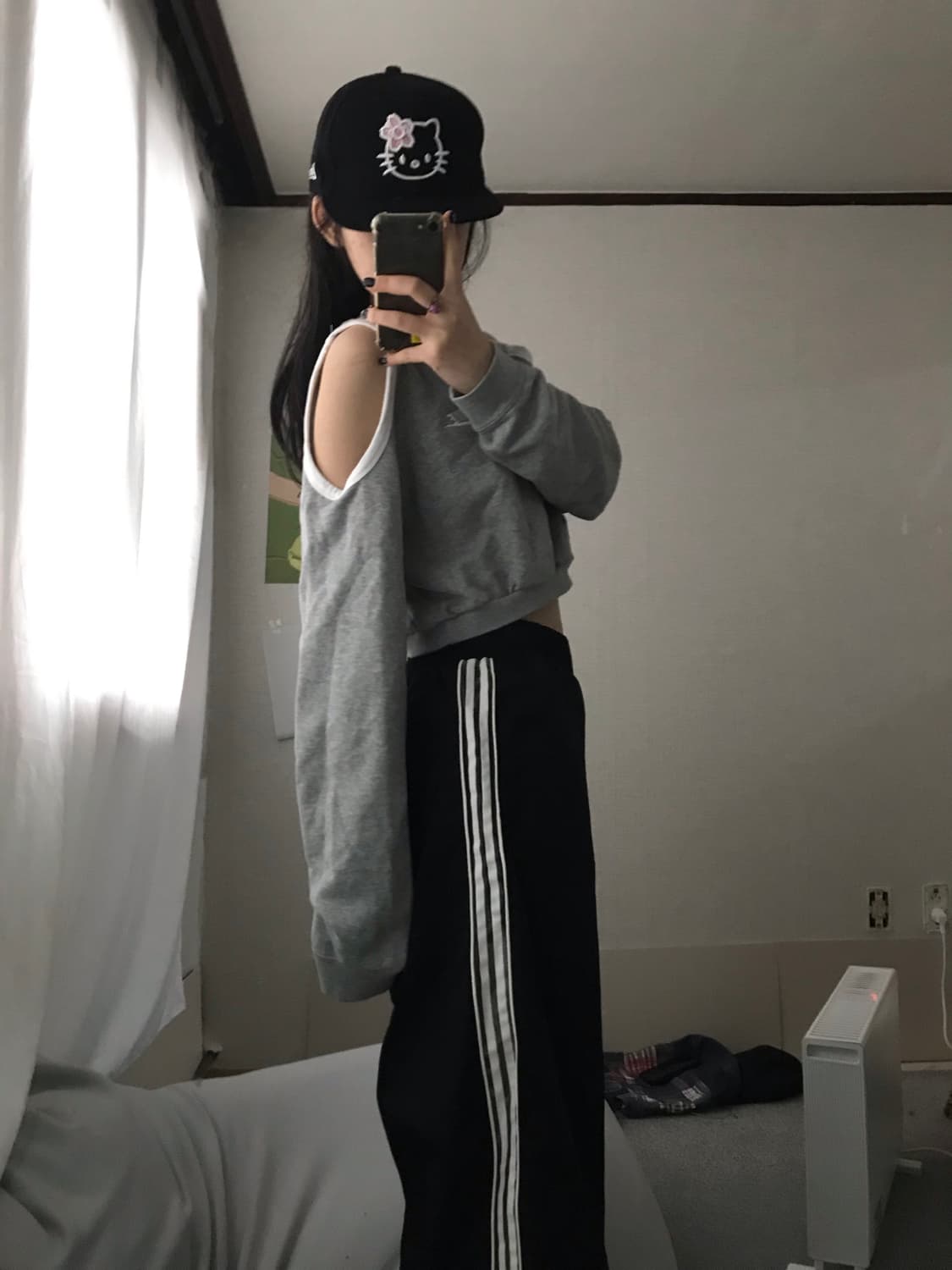 나이키 그레이 오프숄더 커스텀 맨투맨 상품이미지3