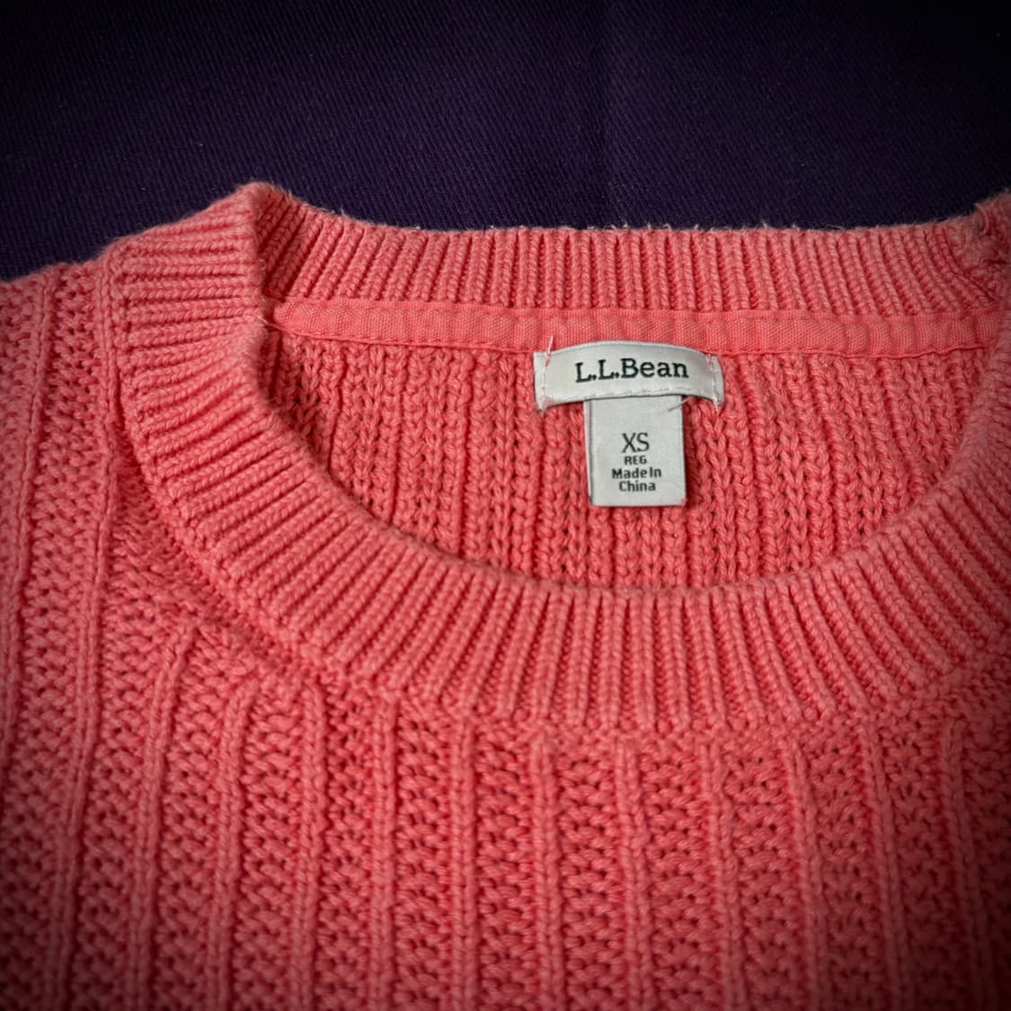 L.L.Bean Cotton Cable Knit - Coral Pink 상품이미지2