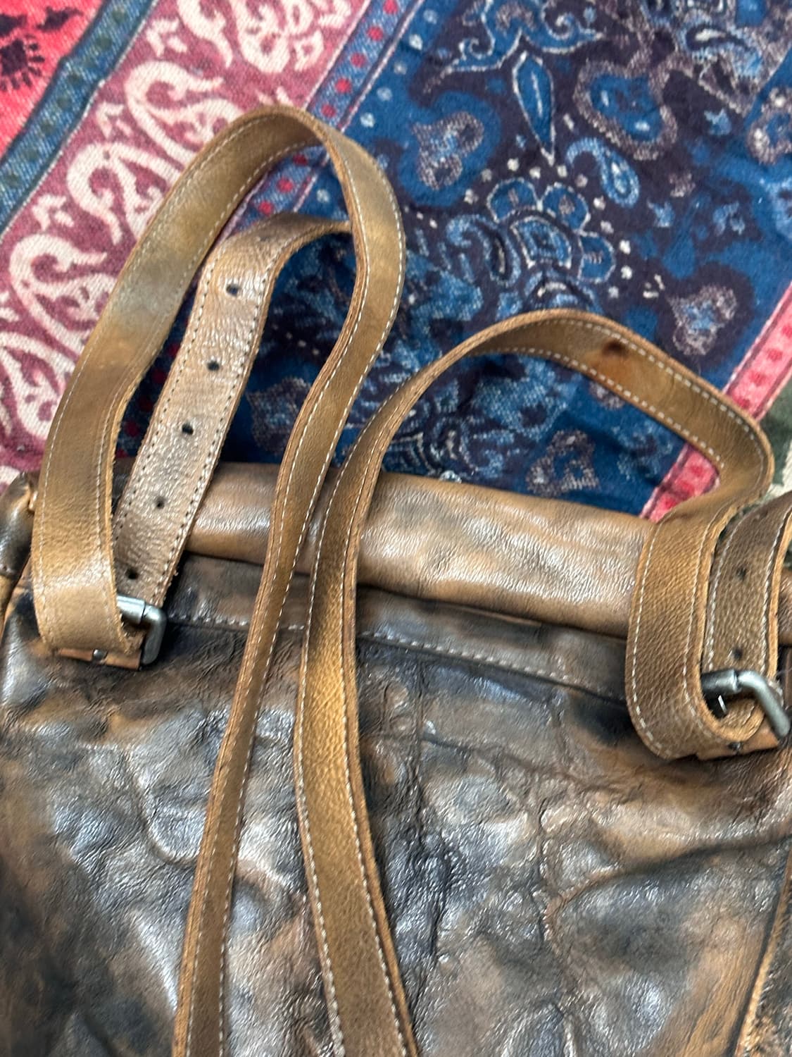 brown washing leather backpack 후루츠패밀리