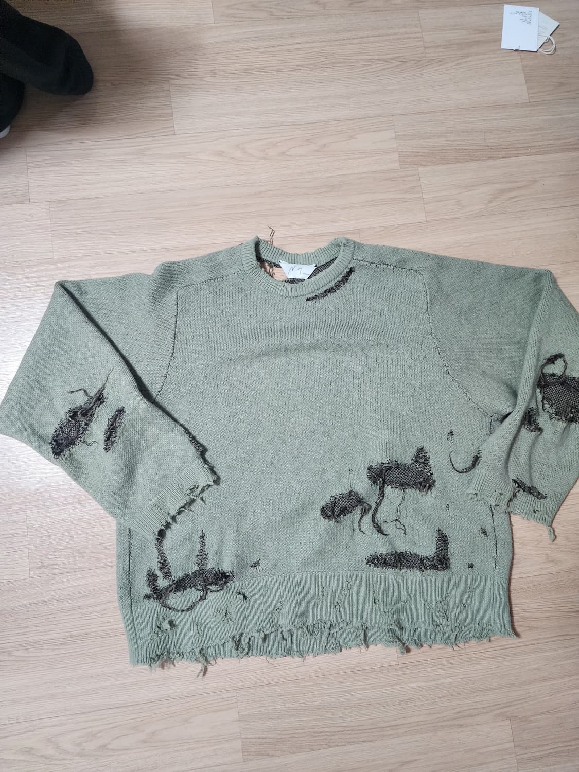 (2)안셀름 데미지 니트 그린 상품이미지2