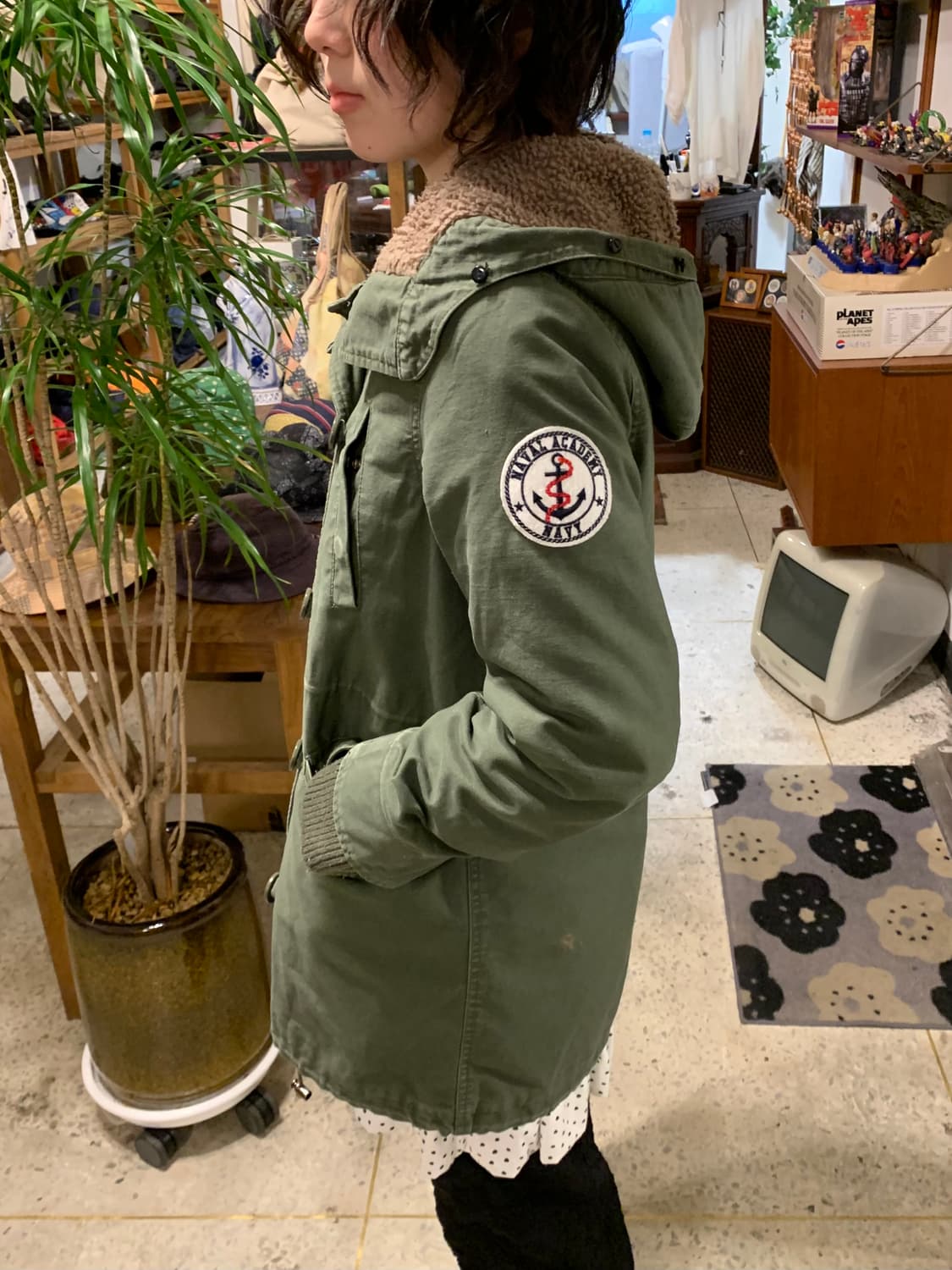 빔즈하트 올리브 사선버튼 보아 파카 상품이미지2