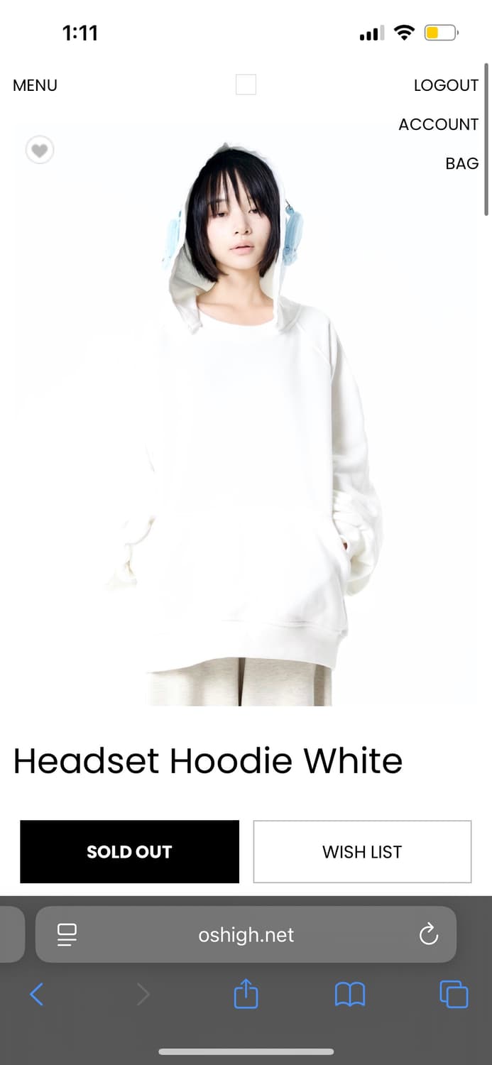 오스하이 Headset Hoodie White 상품이미지1