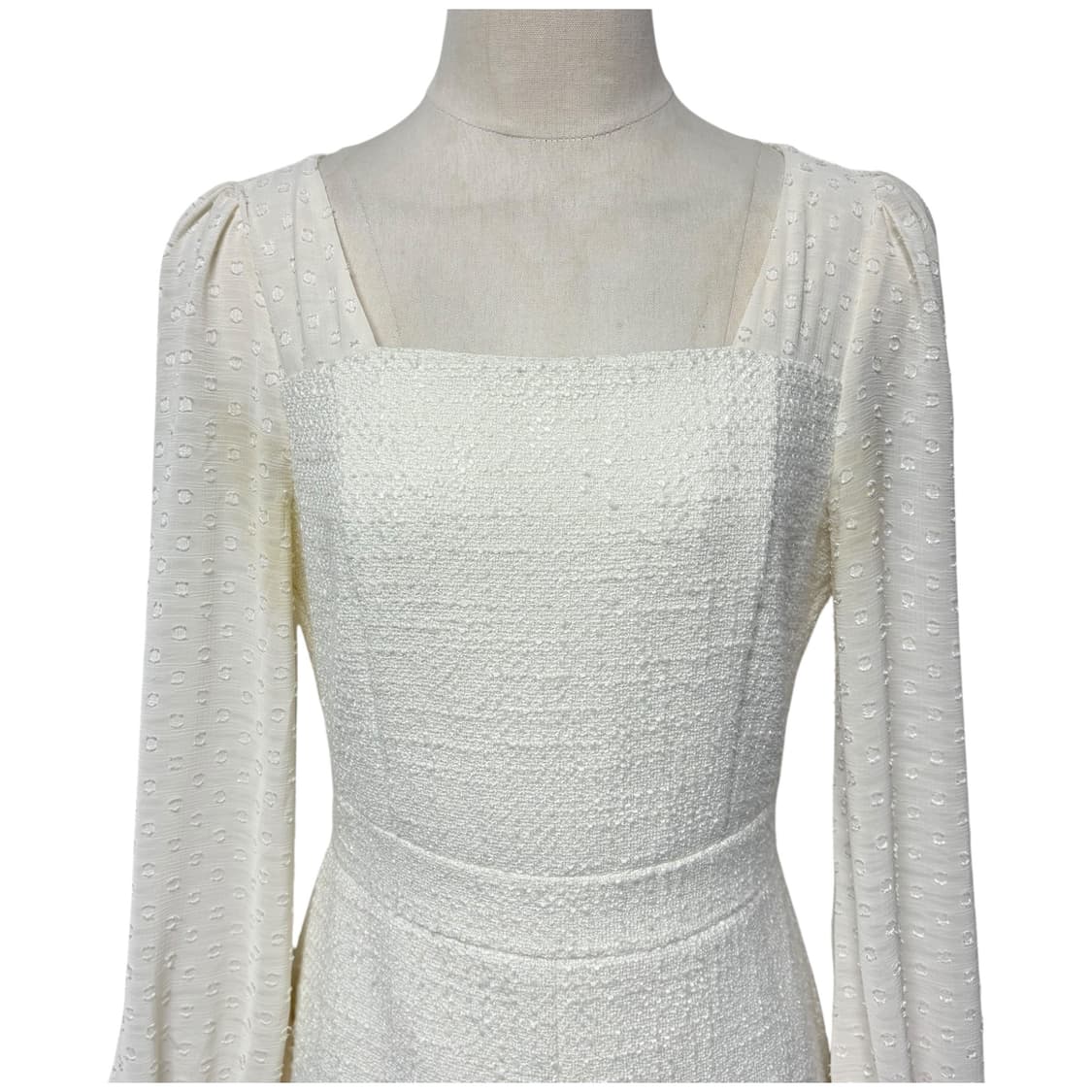 3695 아이보리 슬림 트임 트위드원피스 상품이미지2