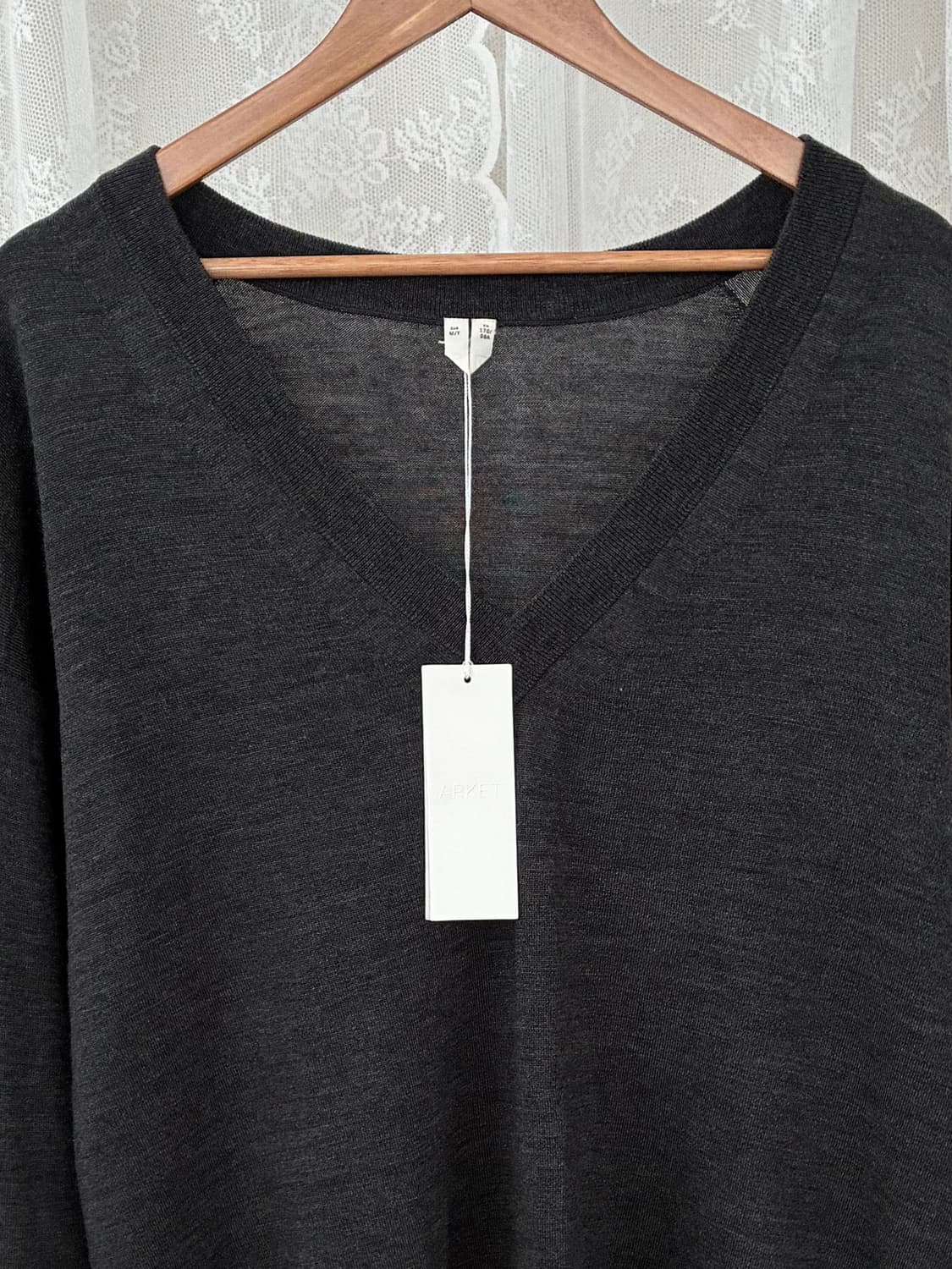 M) 새상품 아르켓 오버사이즈드 울 100 브이넥 니트 차콜 상품이미지3