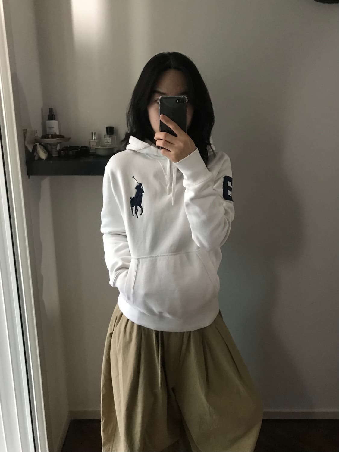 폴로 랄프로렌 빅 포니 로고 화이트 후드티 상품이미지3