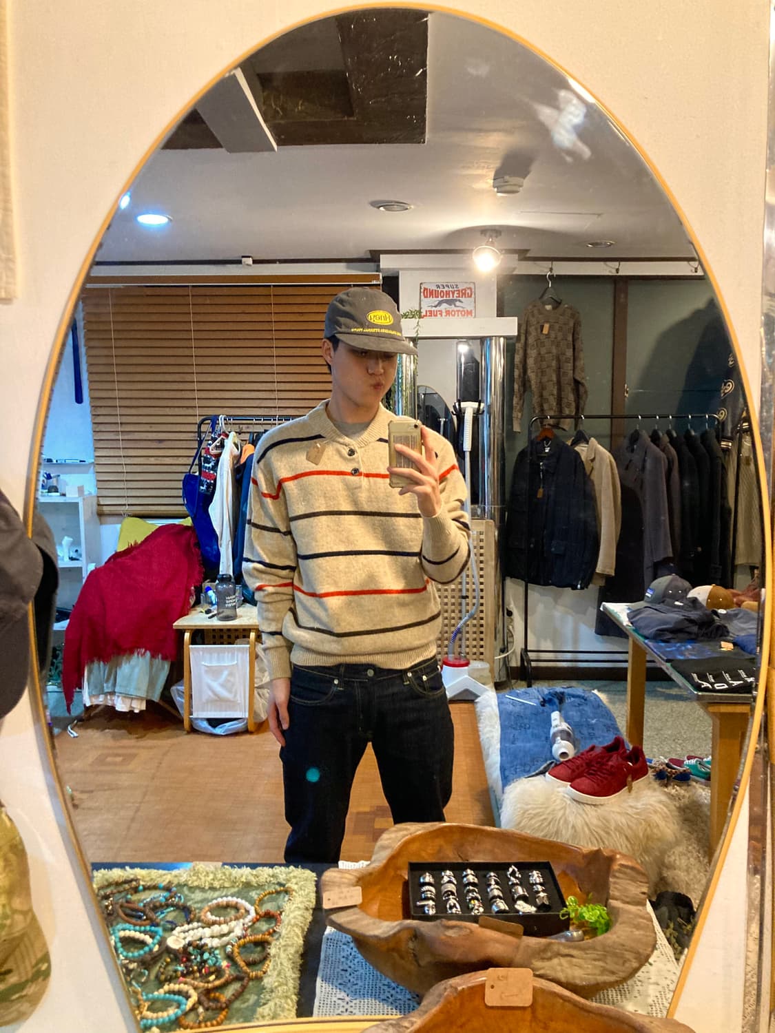 90‘s 스트라이프 헨리넥 니트 상품이미지3