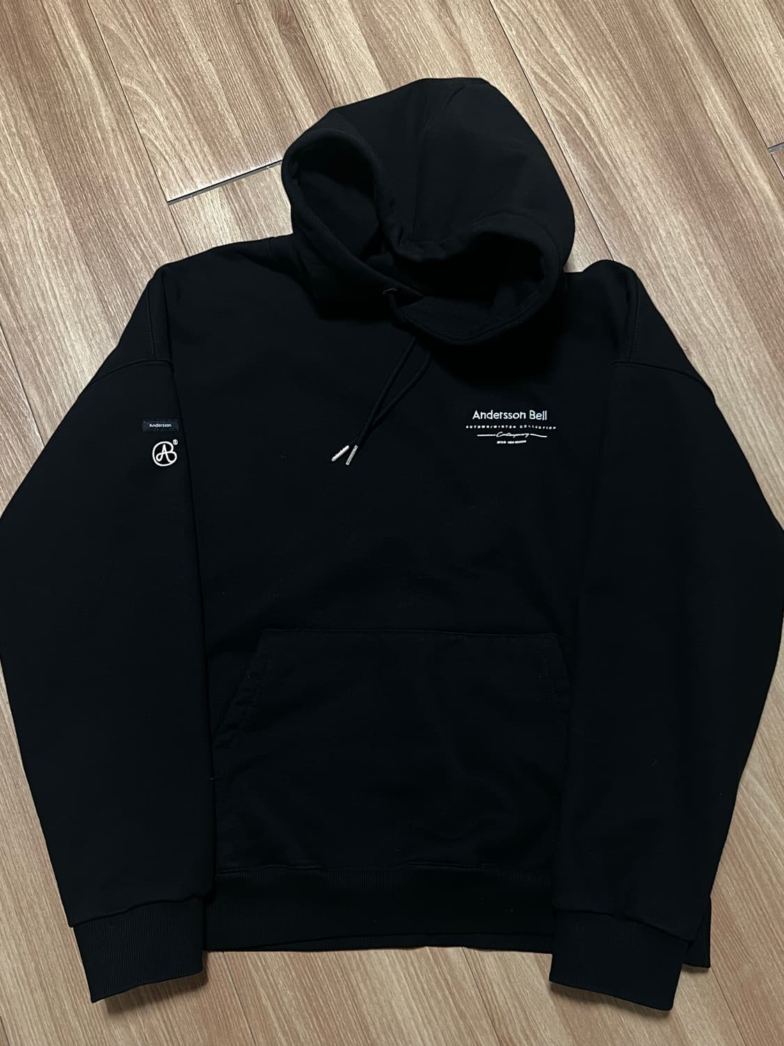 앤더슨벨 로고 후드티 블랙 xl 상품이미지2
