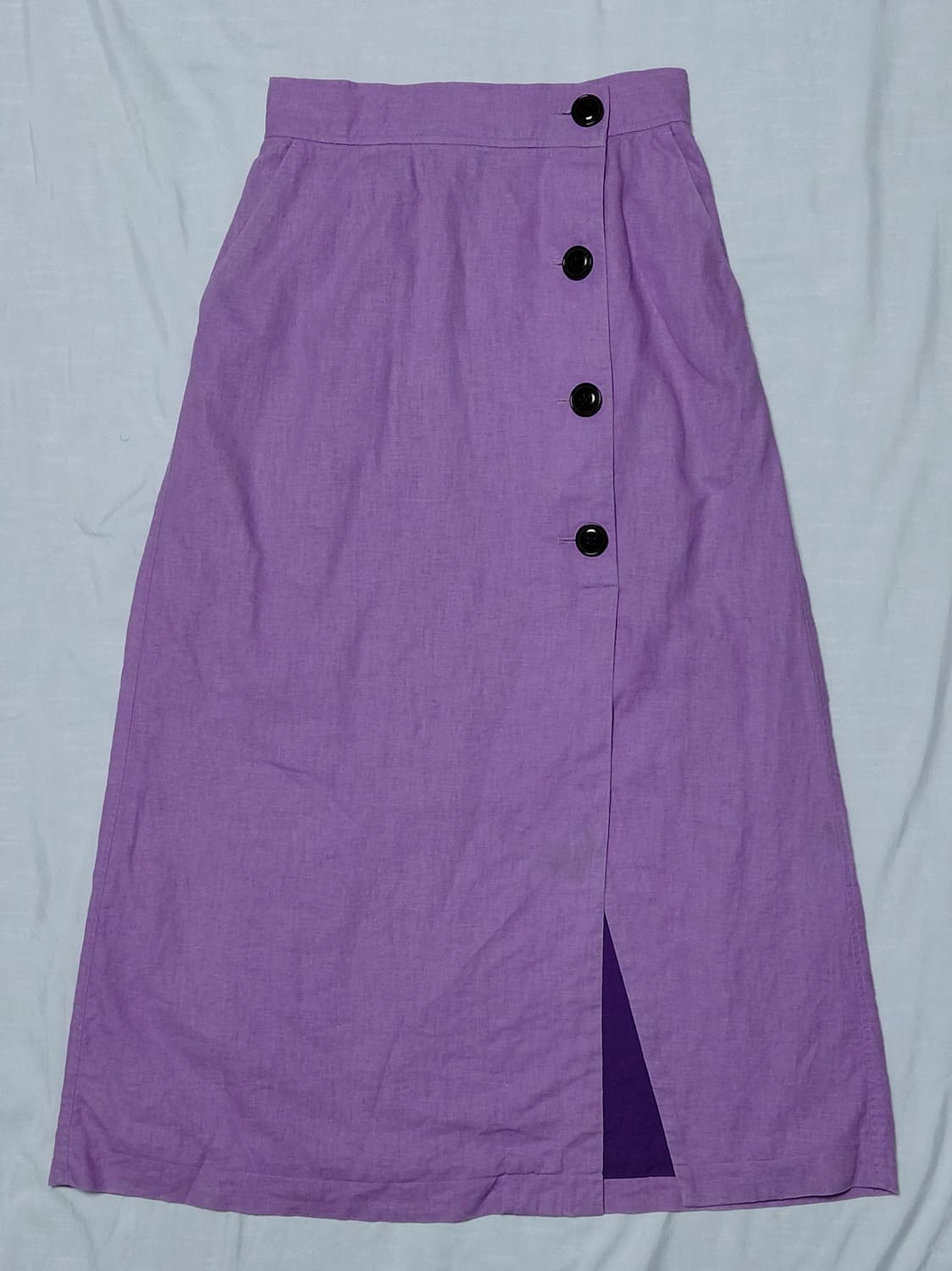 [Ray BEAMS] 린넨 혼방 버튼 랩 스커트 (라벤더/사이즈 0) 상품이미지1