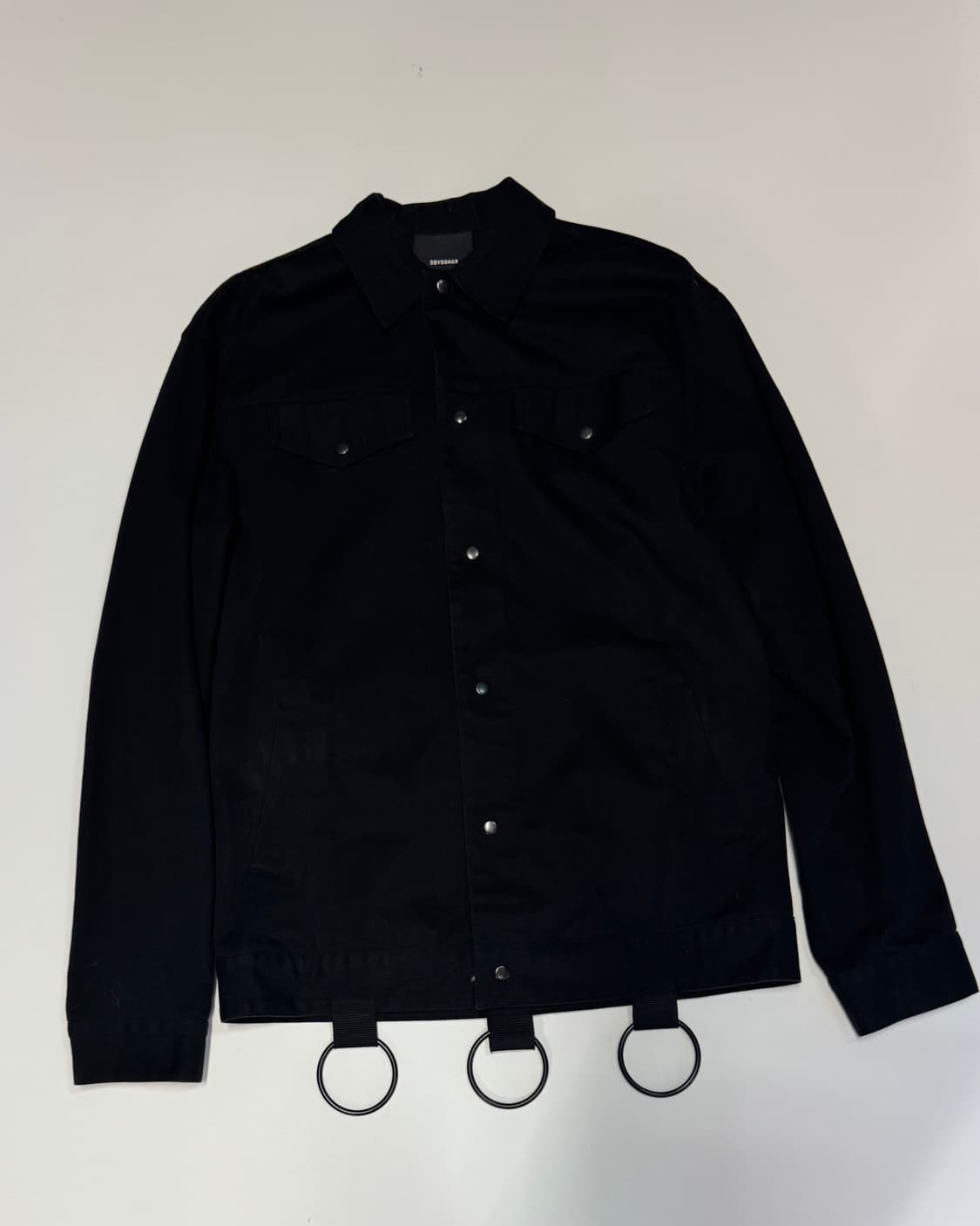 디바이디그낙 미니멀 링 디테일 코튼 버튼 자켓 블랙 상품이미지1