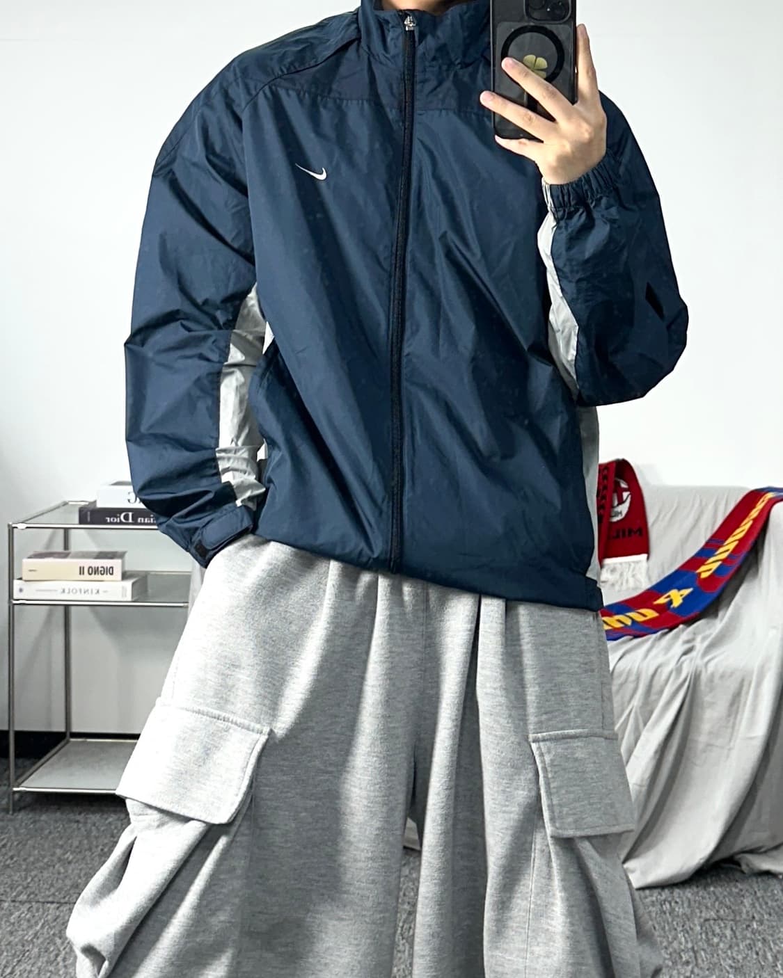 나이키 00s 네이비 그레이 바람막이 L 상품이미지3