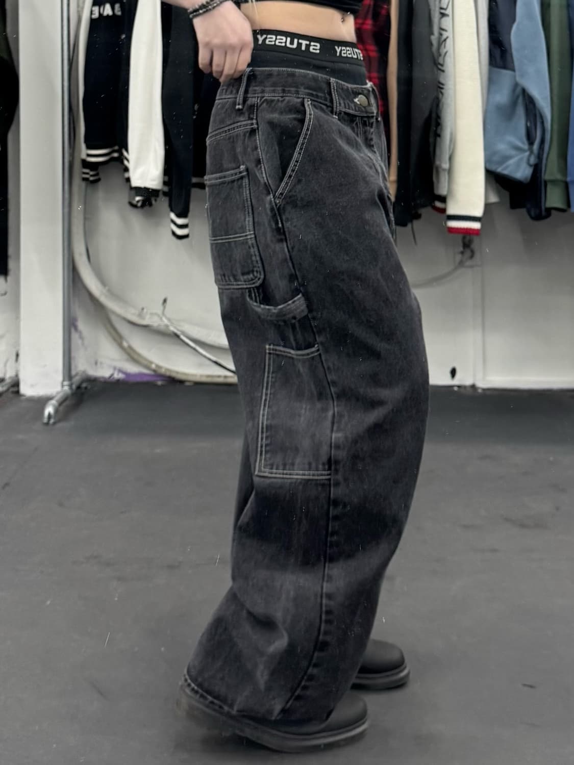 위캔더스 워시드 데님 카펜터팬츠 상품이미지6