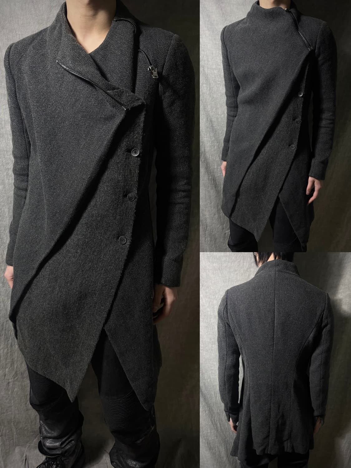Masnada Asymmetric Zip Wool Coat 상품이미지1