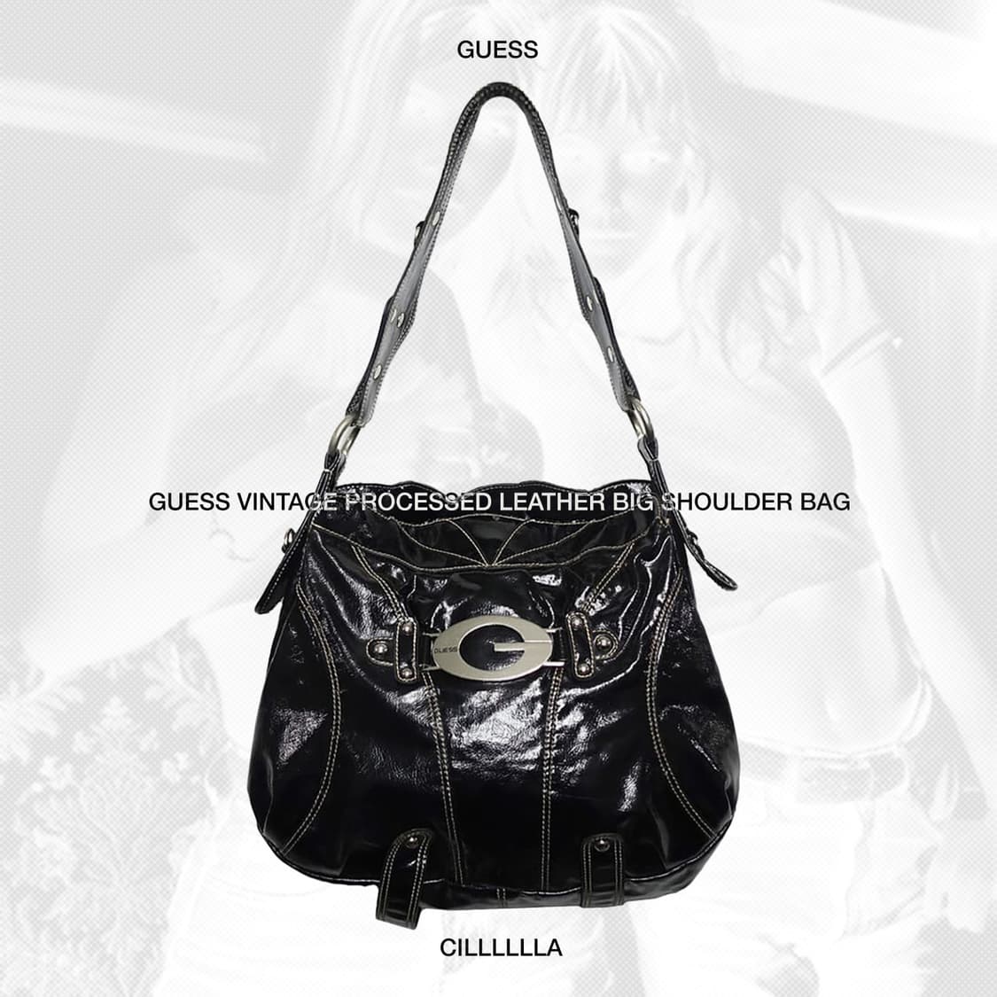 GUESS 게스 빈티지 가공 레더 빅숄더백 상품이미지1