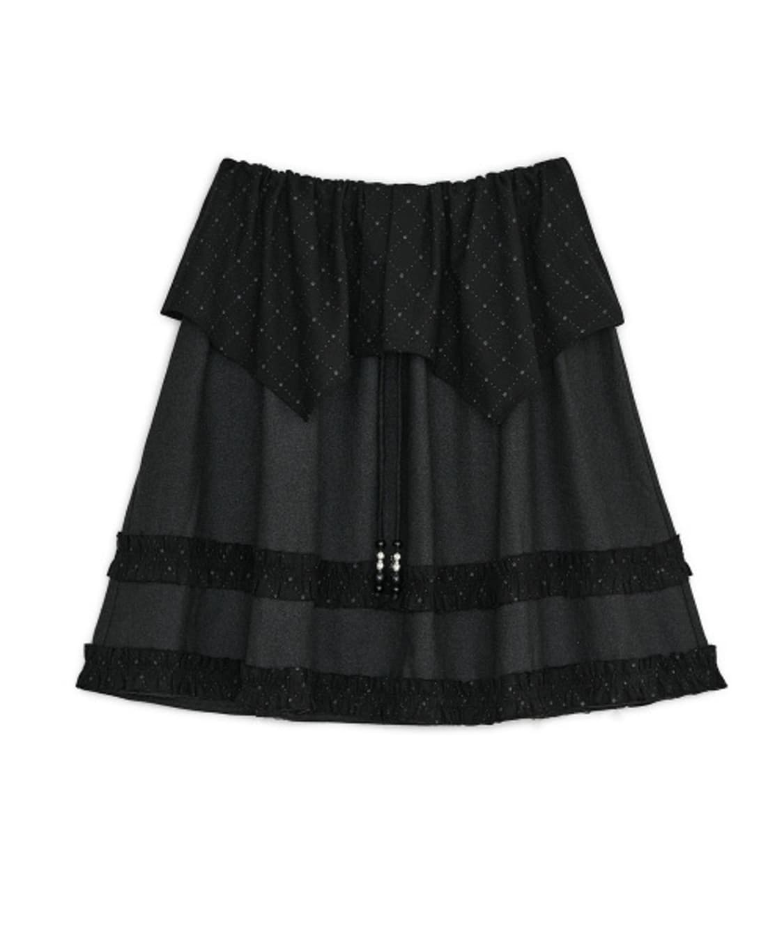 허그유어스킨 아가일 케이프 미디 스커트 블랙 상품이미지1